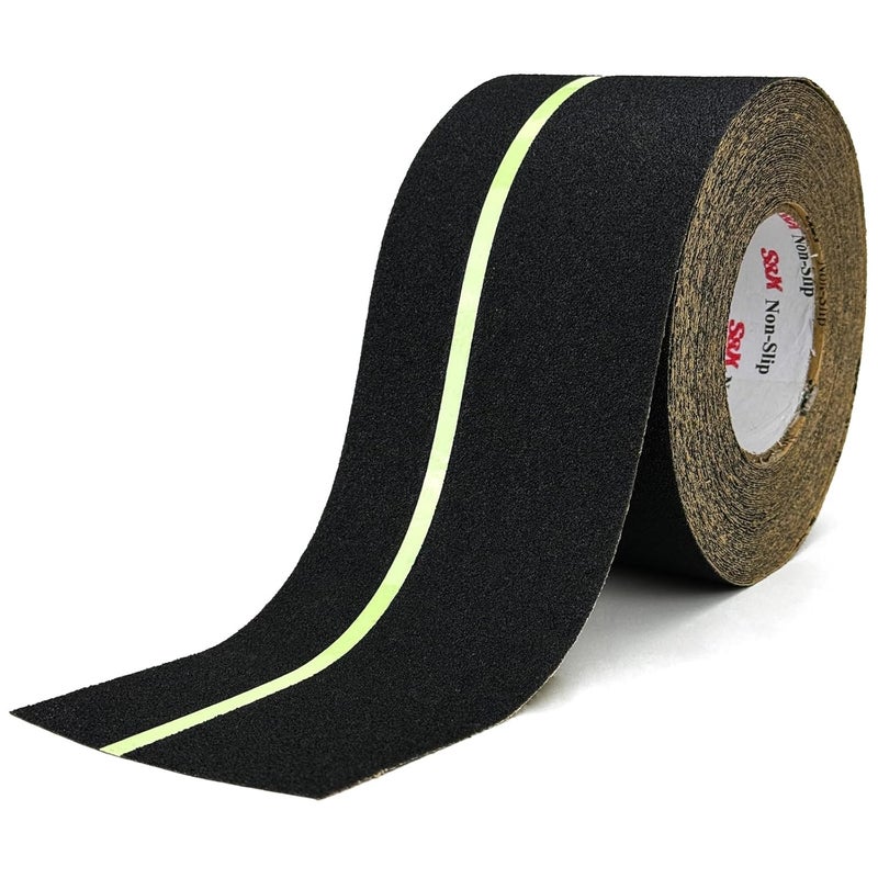 SX Anti Slip Tape 4 Inch x 60 Ft, 2X Longer Heavy Duty Grip Tape with Glow-in-Dark Strip, Outdoor Stair Treads Non-Slip for Steps Ramps Decks, Non Skid for Enhanced Safety - Image 1